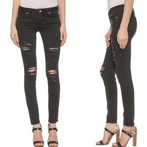 Paige "Verdugo Ultra Skinny" Ankle Distressed Black Shadow Jean, Women's Size 24